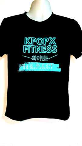 BLACK, DRI-FIT SLEEVE. BRIGHT BLUE FONT.  $24.90