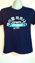 SOLD OUT! NAVY BLUE , COTTON, SLEEVE. BRIGHT BLUE/WHITE FONT. $24.90