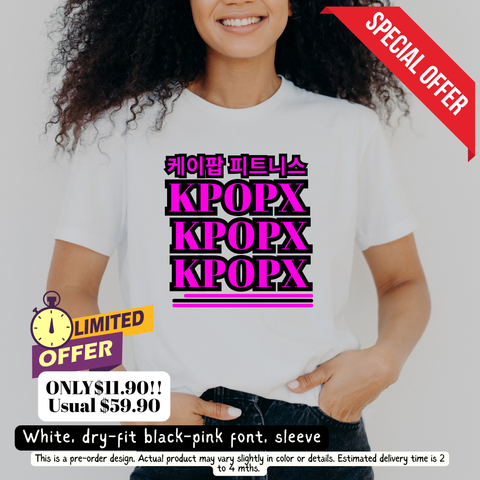 White Dri-Fit Sleeve, Black-Pink Font– Pre-Order Special! Only $11.90 (U.P. $59.90)